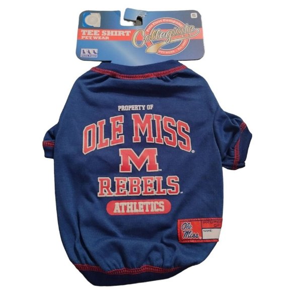 Pets First Dog Small University of Mississippi Ole Miss Rebels Team Tee Shirt - Picture 1 of 7